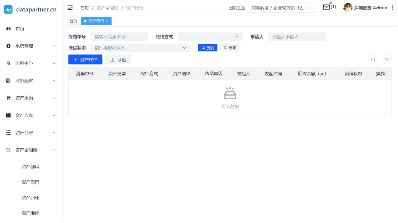 资产终结列表页